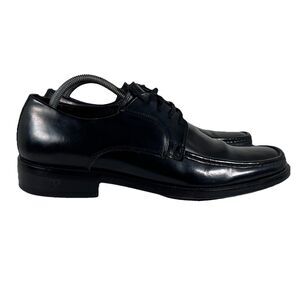 Kenneth Cole Reaction Black Leather Square Toe Moc Toe Derby Shoes Men's Size 10